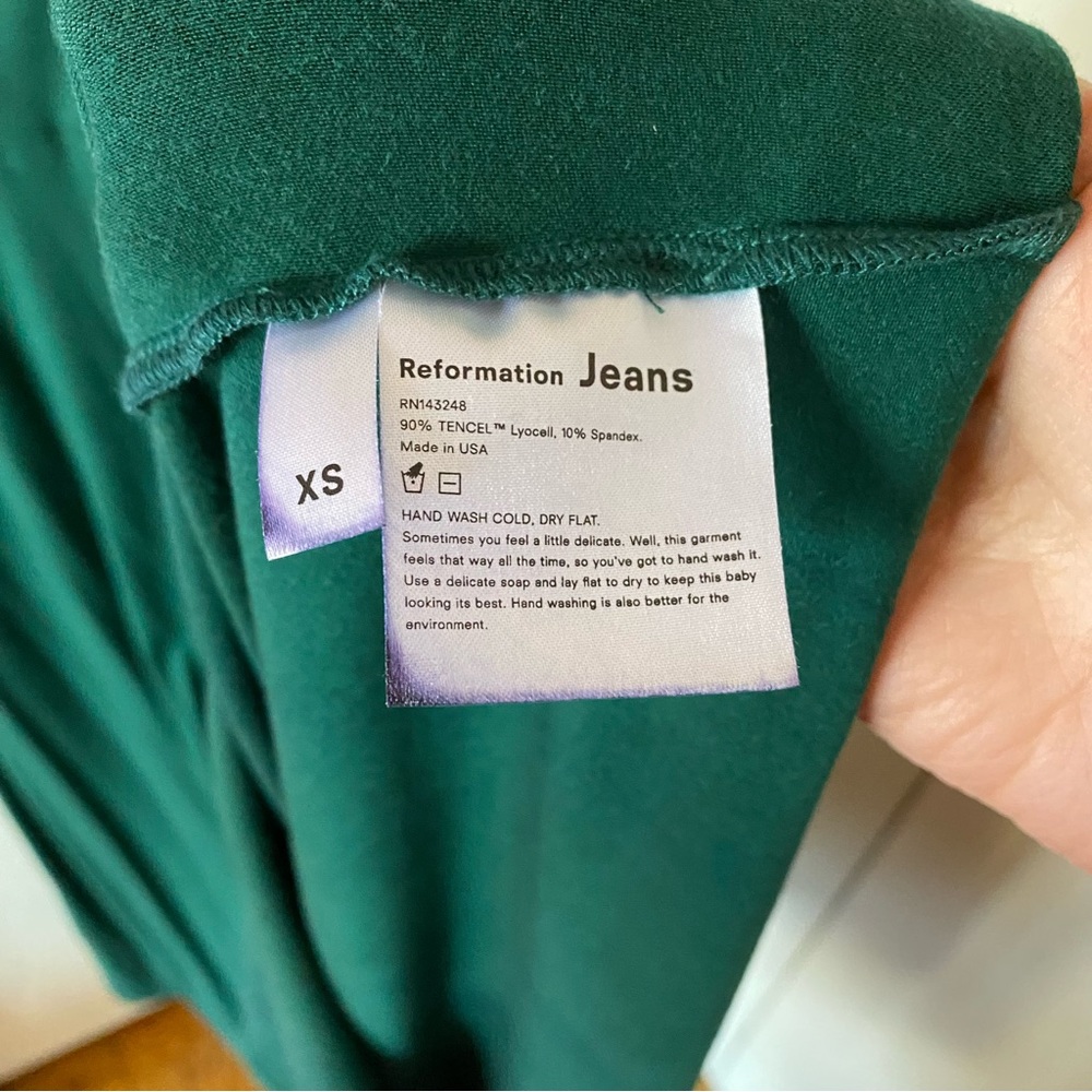 Reformation Jeans Emerald Green Sleeveless Midi Dress with Pockets - Picture 4 of 4